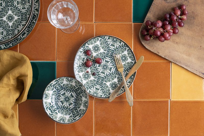 Seville Green styled on a real table